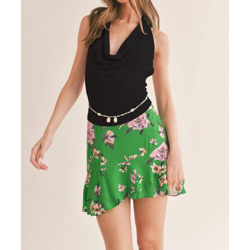 NEW SAGE THE LABEL mina tie back halter top in black